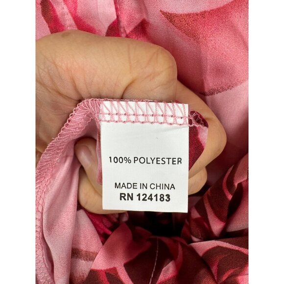 Jon & Anna Contemporary Pink Floral satin button tunic sz L - Picture 4 of 6